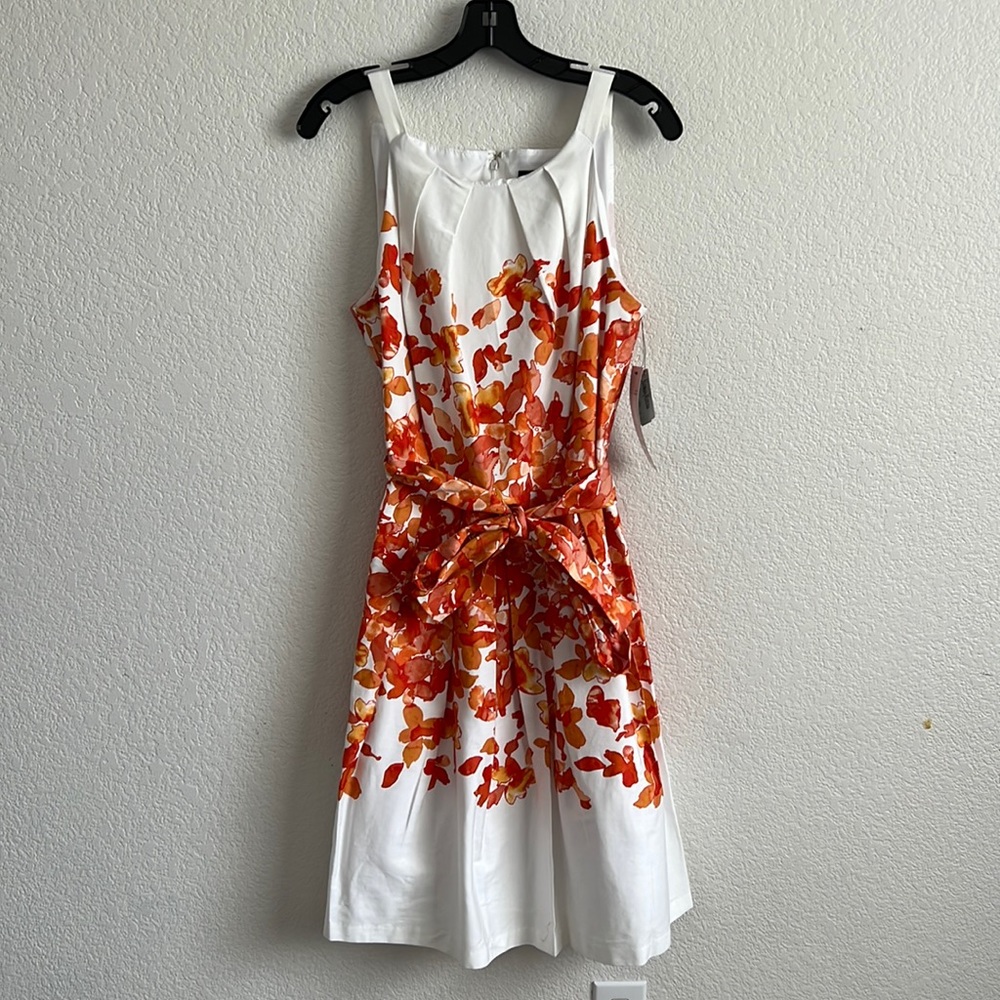 NWT Chetta B Fit & Flare Floral Sleeveless Dress with Belt